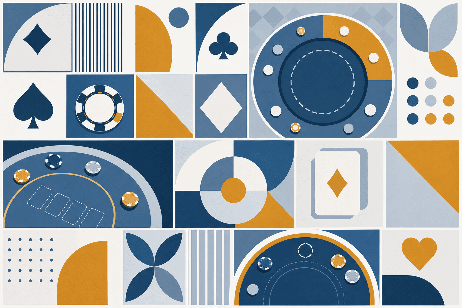 Abstrakt bento-mosaik med spil- og live casino-tema